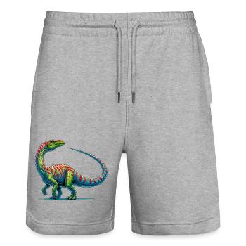 Dinosaurier - Stanley/Stella Unisex Bio Joggingshorts Trainer  - Grau meliert - Vorne - Nik (191cm) & Marisol (170cm)