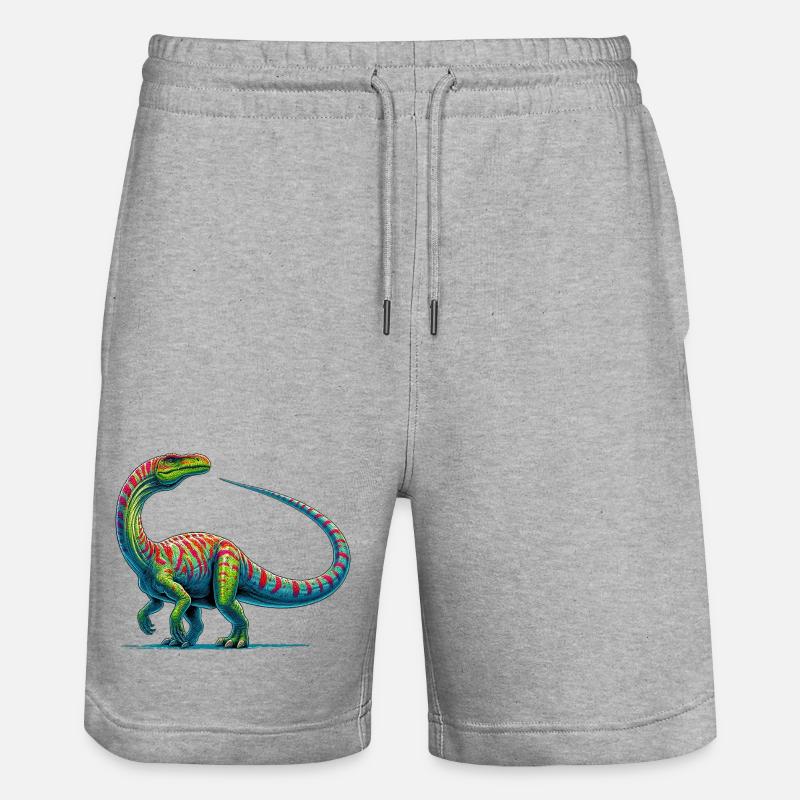 Dinosaurier - Stanley/Stella Unisex Bio Joggingshorts Trainer  - Grau meliert