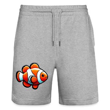 Clownfish - Stanley/Stella Trainer Unisex Organic Jogging Shorts - heather grey - Front - Nik (191cm) & Marisol (170cm)
