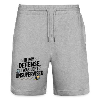 In My Defense, I Was Left Unsupervised - Stanley/Stella Unisex Bio Joggingshorts Trainer  - Grau meliert - Vorne - Nik (191cm) & Marisol (170cm)