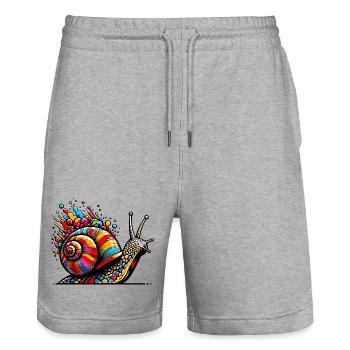 Schnecke - Stanley/Stella Unisex Bio Joggingshorts Trainer  - Grau meliert - Vorne - Nik (191cm) & Marisol (170cm)