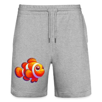Poisson-clown - Short de jogging bio TRAINER Stanley/Stella unisexe - gris chiné - Devant - Nik (191cm) & Marisol (170cm)
