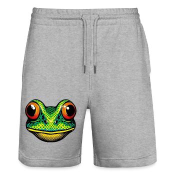 Grenouille - Short de jogging bio TRAINER Stanley/Stella unisexe - gris chiné - Devant - Nik (191cm) & Marisol (170cm)