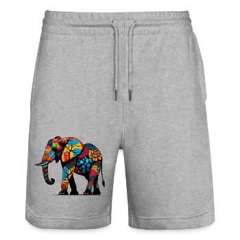 Éléphant - Short de jogging bio TRAINER Stanley/Stella unisexe - gris chiné - Devant - Nik (191cm) & Marisol (170cm)