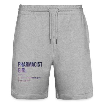 Pharmacy - Stanley/Stella Trainer Unisex Organic Jogging Shorts - heather grey - Front - Nik (191cm) & Marisol (170cm)