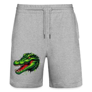Alligator-Krokodil - Stanley/Stella Unisex Bio Joggingshorts Trainer  - Grau meliert - Vorne - Nik (191cm) & Marisol (170cm)