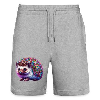 Hedgehog - Stanley/Stella Trainer Unisex Organic Jogging Shorts - heather grey - Front - Nik (191cm) & Marisol (170cm)