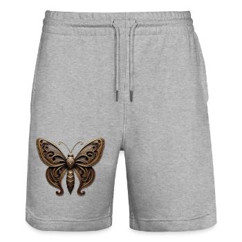 Steampunk Butterfly Ornament - Stanley/Stella Trainer Unisex Organic Jogging Shorts - heather grey - Front - Nik (191cm) & Marisol (170cm)