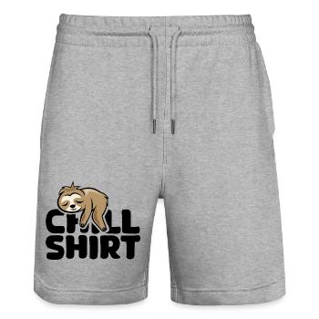 Chill Shirt – Funny Comic Sloth Design - Stanley/Stella Trainer Unisex Organic Jogging Shorts - heather grey - Front - Nik (191cm) & Marisol (170cm)