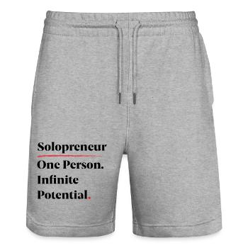 Solopreneur: Eine Person. Unendliches Potenzial. [B] - Stanley/Stella Unisex Bio Joggingshorts Trainer  - Grau meliert - Vorne - Nik (191cm) & Marisol (170cm)