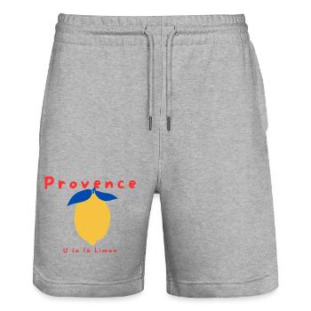 U la la Limon | Provence - Stanley/Stella Trainer Unisex Organic Jogging Shorts - heather grey - Front - Nik (191cm) & Marisol (170cm)