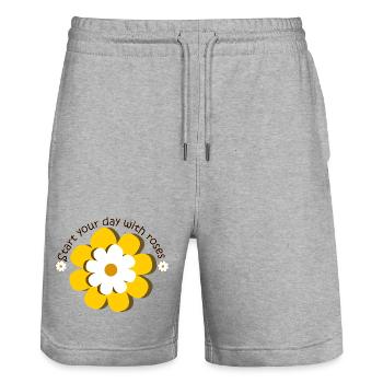 Journée des fleurs - Short de jogging bio TRAINER Stanley/Stella unisexe - gris chiné - Devant - Nik (191cm) & Marisol (170cm)