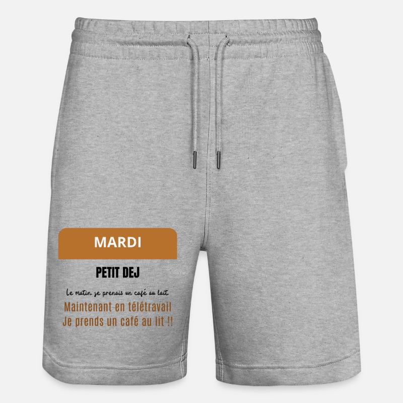 Mardi petit dej - Un café - Short de jogging bio TRAINER Stanley/Stella unisexe - gris chiné