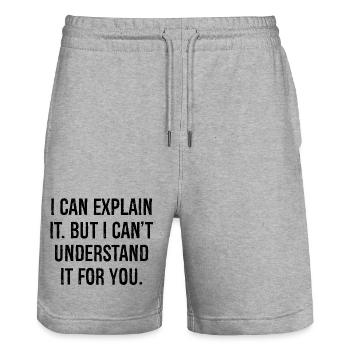 I can explain it but I can't understand it for you - Stanley/Stella Unisex Bio Joggingshorts Trainer  - Grau meliert - Vorne - Nik (191cm) & Marisol (170cm)