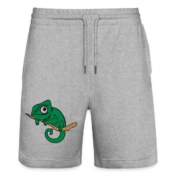 Lui the Chameleon, Tricolor - Stanley/Stella Trainer Unisex Organic Jogging Shorts - heather grey - Front - Nik (191cm) & Marisol (170cm)