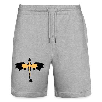 Drache gold schwarz - Stanley/Stella Unisex Bio Joggingshorts Trainer  - Grau meliert - Vorne - Nik (191cm) & Marisol (170cm)