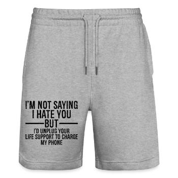 I'm not saying I hate you but I'd unplug - Stanley/Stella Unisex Bio Joggingshorts Trainer  - Grau meliert - Vorne - Nik (191cm) & Marisol (170cm)