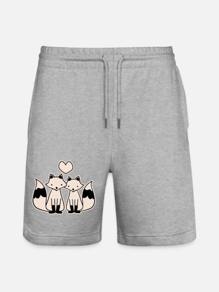 Foxes in love - Stanley/Stella Trainer Unisex Organic Jogging Shorts - heather grey