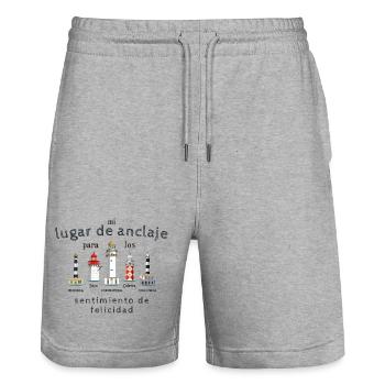 Balearic Islands Luck, Lighthouses Hand Drawing Spain - Stanley/Stella Trainer Unisex Organic Jogging Shorts - heather grey - Front - Nik (191cm) & Marisol (170cm)