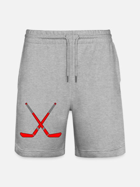 Crossed Hockey Sticks - Stanley/Stella Trainer Unisex Organic Jogging Shorts - heather grey
