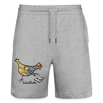 RIKELS School Chicken Cool Gift for School Cones - Stanley/Stella Trainer Unisex Organic Jogging Shorts - heather grey - Front - Nik (191cm) & Marisol (170cm)