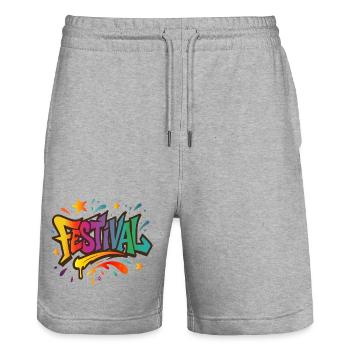 Festival – Colourful energy in graffiti style - Stanley/Stella Trainer Unisex Organic Jogging Shorts - heather grey - Front - Nik (191cm) & Marisol (170cm)