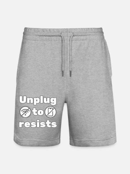 Unplug to Resist – DigitalDetox Statement Design - Stanley/Stella Trainer Unisex Organic Jogging Shorts - heather grey