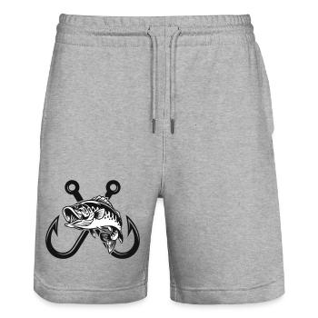Barsch-Angelhaken - Stanley/Stella Unisex Bio Joggingshorts Trainer  - Grau meliert - Vorne - Nik (191cm) & Marisol (170cm)