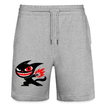 Creature on fire - Stanley/Stella Trainer Unisex Organic Jogging Shorts - heather grey - Front - Nik (191cm) & Marisol (170cm)
