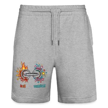 Heiß & Verrückt - Stanley/Stella Unisex Bio Joggingshorts Trainer  - Grau meliert - Vorne - Nik (191cm) & Marisol (170cm)
