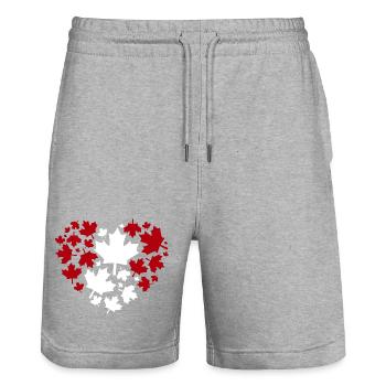 Ahornblatt Herzmuster - Stanley/Stella Unisex Bio Joggingshorts Trainer  - Grau meliert - Vorne - Nik (191cm) & Marisol (170cm)