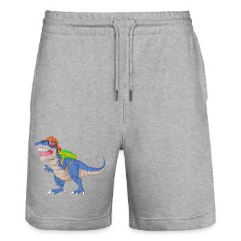 Dinosaure avec sac à dos et lunettes de soleil École - Short de jogging bio TRAINER Stanley/Stella unisexe - gris chiné - Devant - Nik (191cm) & Marisol (170cm)