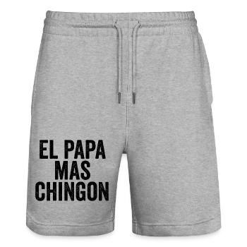 El Papa Mas Chingon - Stanley/Stella Trainer Unisex Organic Jogging Shorts - heather grey - Front - Nik (191cm) & Marisol (170cm)