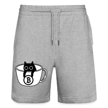 Crypto Cat Tasse à café Design - Short de jogging bio TRAINER Stanley/Stella unisexe - gris chiné - Devant - Nik (191cm) & Marisol (170cm)