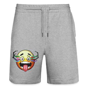 Triple Moji - Stanley/Stella Trainer Unisex Organic Jogging Shorts - heather grey - Front - Nik (191cm) & Marisol (170cm)