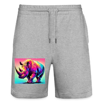 Nashorn - Stanley/Stella Unisex Bio Joggingshorts Trainer  - Grau meliert - Vorne - Nik (191cm) & Marisol (170cm)