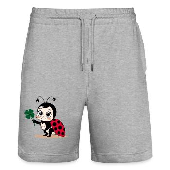 Ladybug Shamrock Lucky Charm Luck - Stanley/Stella Trainer Unisex Organic Jogging Shorts - heather grey - Front - Nik (191cm) & Marisol (170cm)