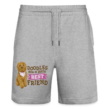 Doodle Girl's Best Friend  - Stanley/Stella Trainer Unisex Organic Jogging Shorts - heather grey - Front - Nik (191cm) & Marisol (170cm)