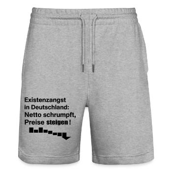 Existenzangst in Deutschland - Stanley/Stella Unisex Bio Joggingshorts Trainer  - Grau meliert - Vorne - Nik (191cm) & Marisol (170cm)