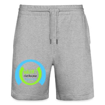 Râler c'est bon pour la santé - Short de jogging bio TRAINER Stanley/Stella unisexe - gris chiné - Devant - Nik (191cm) & Marisol (170cm)