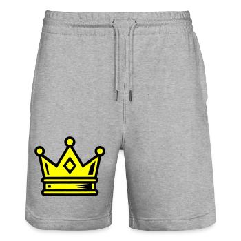 Symbole de la couronne - Short de jogging bio TRAINER Stanley/Stella unisexe - gris chiné - Devant - Nik (191cm) & Marisol (170cm)