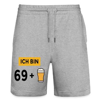 70th Birthday Men Funny Beer Saying Gift - Stanley/Stella Trainer Unisex Organic Jogging Shorts - heather grey - Front - Nik (191cm) & Marisol (170cm)