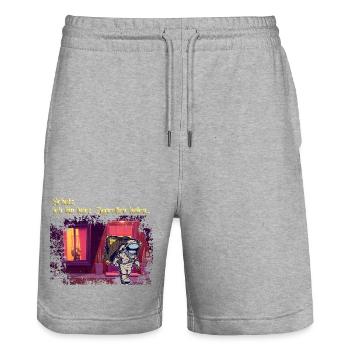 Honey, I'm going to get cigarettes - Stanley/Stella Trainer Unisex Organic Jogging Shorts - heather grey - Front - Nik (191cm) & Marisol (170cm)