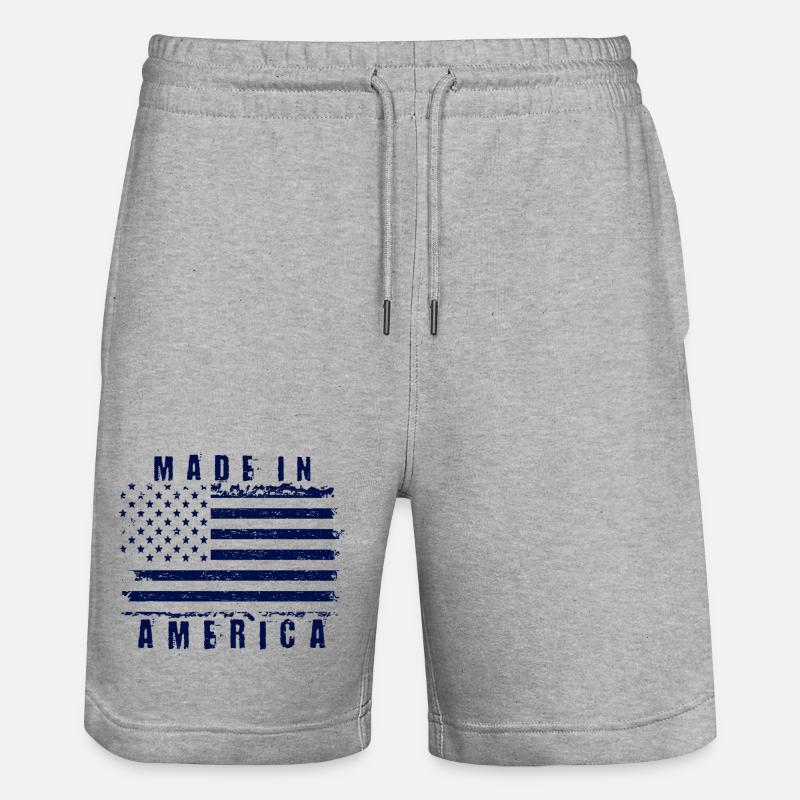 Drapeau américain avec texte stylisé - Short de jogging bio TRAINER Stanley/Stella unisexe - gris chiné