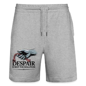 Resilient Hand Holding Frayed Rope - Stanley/Stella Trainer Unisex Organic Jogging Shorts - heather grey - Front - Nik (191cm) & Marisol (170cm)