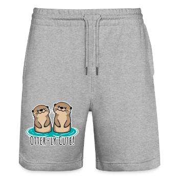Such cute otters! Otter-ly cute otter friends! - Stanley/Stella Trainer Unisex Organic Jogging Shorts - heather grey - Front - Nik (191cm) & Marisol (170cm)