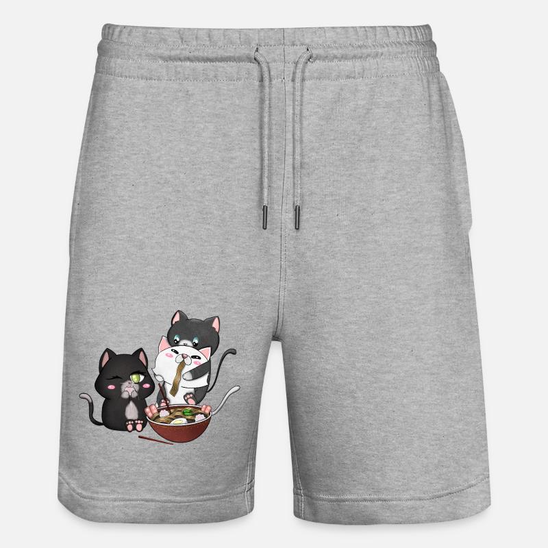 chats mangeant des ramen - Short de jogging bio TRAINER Stanley/Stella unisexe - gris chiné