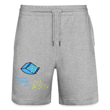 more glitter - Stanley/Stella Trainer Unisex Organic Jogging Shorts - heather grey - Front - Nik (191cm) & Marisol (170cm)