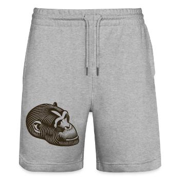 Tête de GORILLE stylisée - Short de jogging bio TRAINER Stanley/Stella unisexe - gris chiné - Devant - Nik (191cm) & Marisol (170cm)