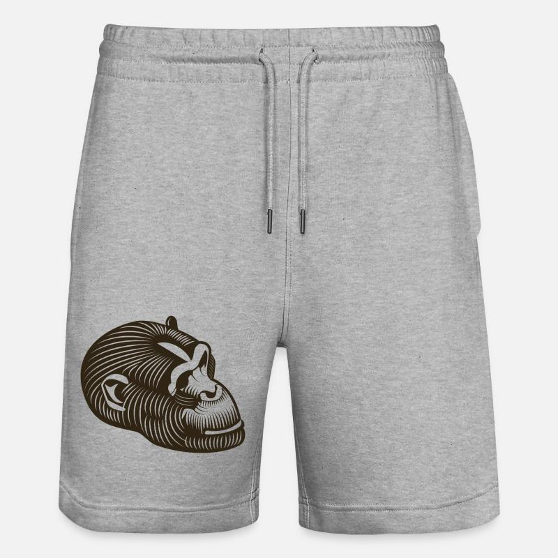 Tête de GORILLE stylisée - Short de jogging bio TRAINER Stanley/Stella unisexe - gris chiné